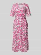 Midi-jurk met bloemenmotief en strikceintuur
