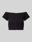 Korte off shoulder-top met structuurmotief, model 'HADI'