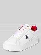 Leren sneakers met plateauzool, model 'PLATFORM COURT'