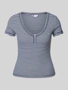 Slim fit T-shirt met afgeronde V-hals, model 'HENLEY'