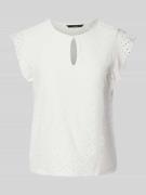 Regular fit T-shirt met broderie anglaise, model 'TASSA'