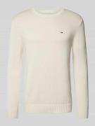 Slim fit gebreide pullover met logobadge