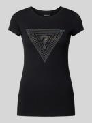 Slim fit T-shirt met strass-steentjes