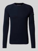 Regular fit gebreide pullover met raglanmouwen en structuurmix