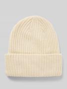 Beanie van ribtricot met omslag, model 'HEXO'