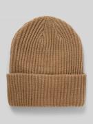 Beanie van ribtricot met omslag, model 'HEXO'