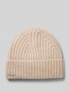 Beanie van puur kasjmier met labeldetail