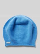 Beanie van puur kasjmier met labeldetail