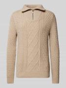 Gebreide pullover met korte ritssluiting, model 'BLUNORTH'