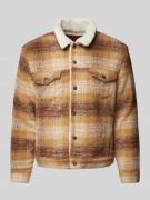 Sherpa jacket met kentkraag, model 'PLAID'