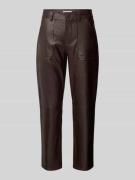 Tapered fit broek in leerlook, model 'KELLY'