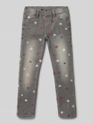 Skinny leg jeans met geborduurde bloemen