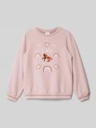 Regular fit sweatshirt van zachte katoenmix met glitter- en pailletten...