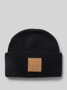 Beanie met labeldetail, model 'Laru'