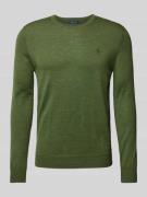 Slim fit gebreide pullover van zuivere wol