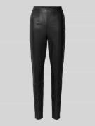 Slim fit broek in leerlook met figuurnaden, model 'LANA'