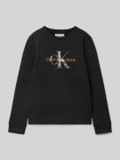 Sweatshirt met labelstitching en ronde hals