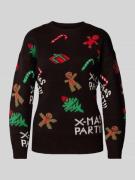 Comfort fit kersttrui met all-over motief, model 'XMASPARTY'