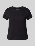 Loose fit T-shirt met geribde ronde hals