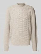 Wollen pullover met kabelpatroon en alpaca