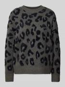 Comfort fit gebreide pullover met zachte luipaardprint, model 'SARA'