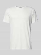 T-shirt met geribde ronde hals