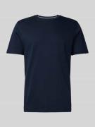 T-shirt met geribde ronde hals