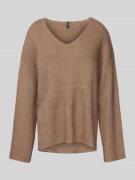 Relaxed fit gebreide pullover met viscose en hoge zijsplitten, model '...