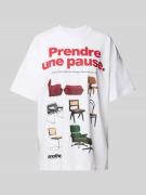 Oversized T-shirt met labelprint, model 'Prendre Une Pause'