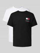 Slim fit T-shirt met logostitching in een set van 2 stuks