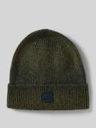 Beanie met labelpatch en wol, model 'Geffo'