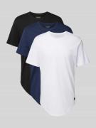 T-shirt met labelpatch in een set van 3 stuks, model 'NOA'