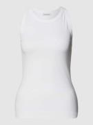 Shaped fit tanktop van geribde jersey met ronde hals