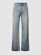 Relaxed fit jeans met knoop- en ritssluiting