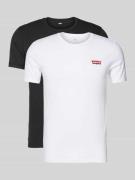 Slim fit T-shirt met labelprint in een set van 2 stuks