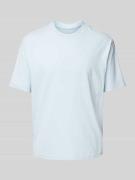 T-shirt met geribde ronde hals