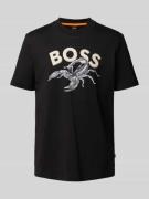 T-shirt met label- en motiefprint, model 'Bossfish'