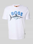 T-shirt met label- en motiefprint, model 'Bossfish'