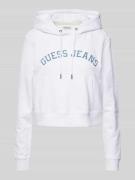 Korte hoodie met labelbadges