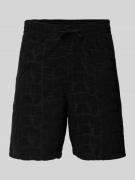 Korte regular fit broek met structuurmotief