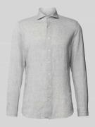 Slim fit linnen overhemd met haaikraag
