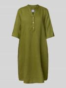 Knielange linnen jurk met tuniekkraag