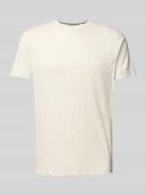 T-shirt met geribde ronde hals