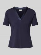 Regular fit T-shirt van viscosemix met satijnen hals