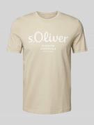 Regular fit T-shirt van puur katoen met labelprint met statement