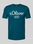 Regular fit T-shirt van puur katoen met labelprint met statement