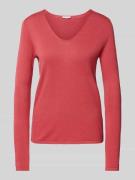 Regular fit gebreide pullover van katoenmix met V-hals