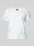 T-shirt met geribde ronde hals