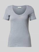 Slim fit T-shirt van puur katoen met V-hals