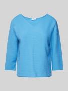 Regular fit sweatshirt met V-hals en 3/4-mouwen